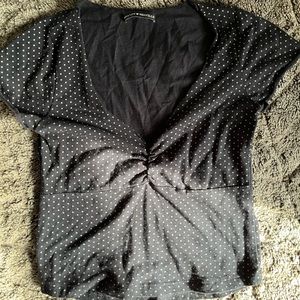 brandy Melville navy polka dot top